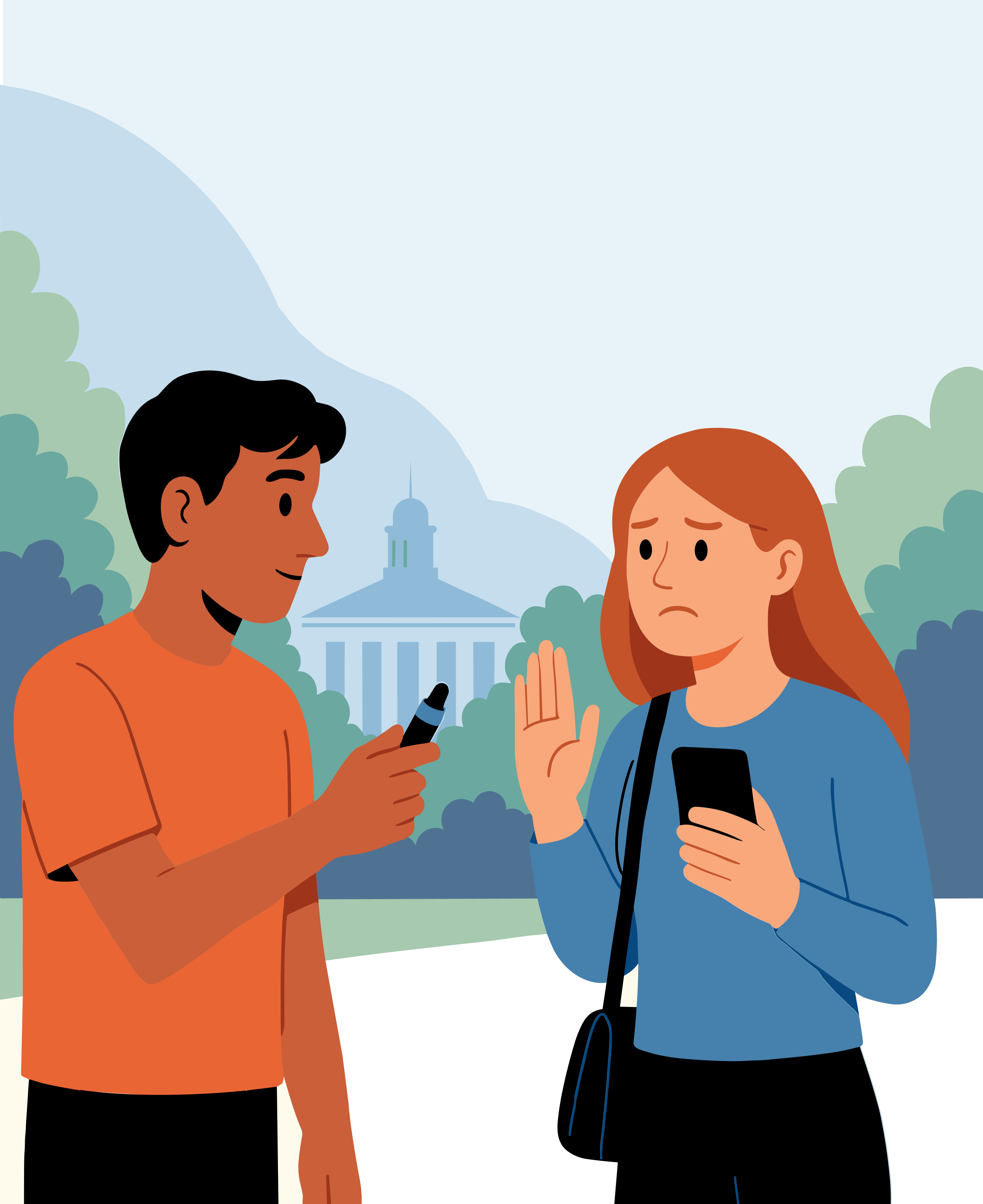 Ilustración de personas discutiendo el uso de tabaco